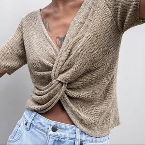 OAK + FORT knitted twist knot top